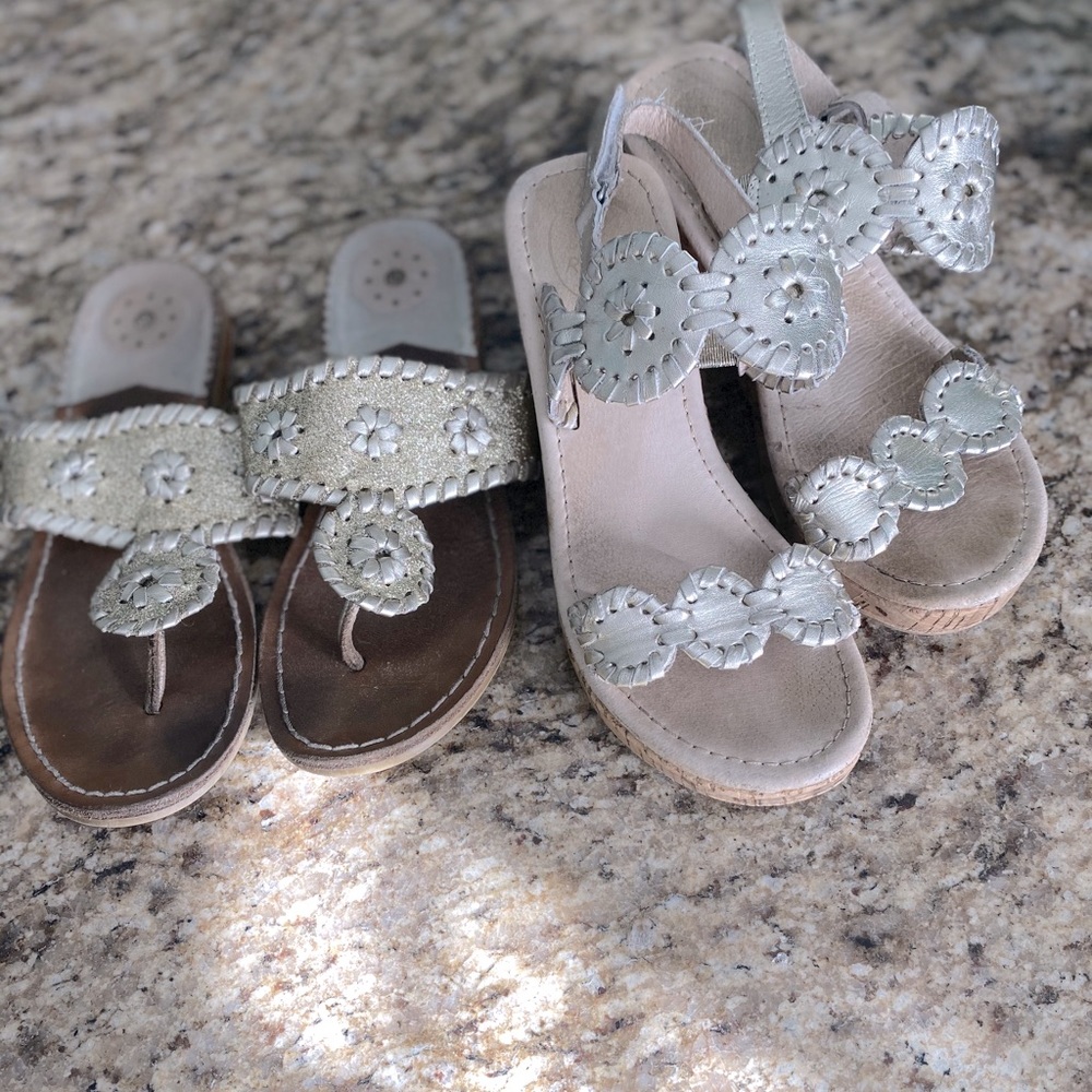 jack rogers sandals wedge bundle girls 2- used